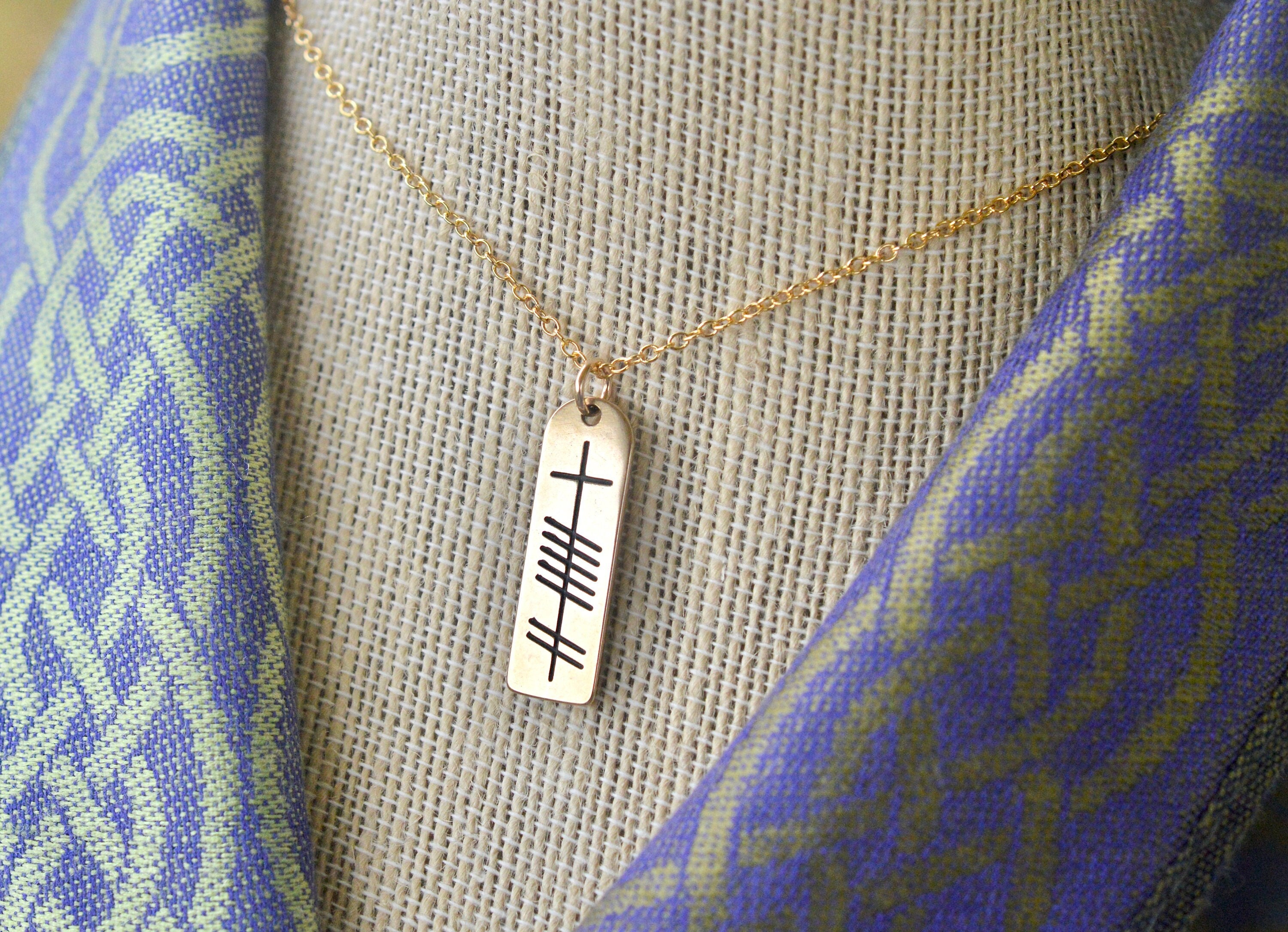 The Ogham 'Grá' Love Stone Yellow Bronze Necklace