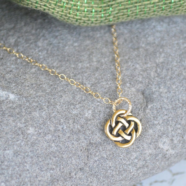 Open Celtic Knot Gold Necklace- Small