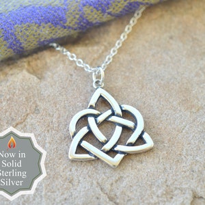 Sister Knot Eternal Heart Solid Sterling Silver Necklace