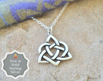 Zuster knoop eeuwig hart Solid Sterling zilveren ketting