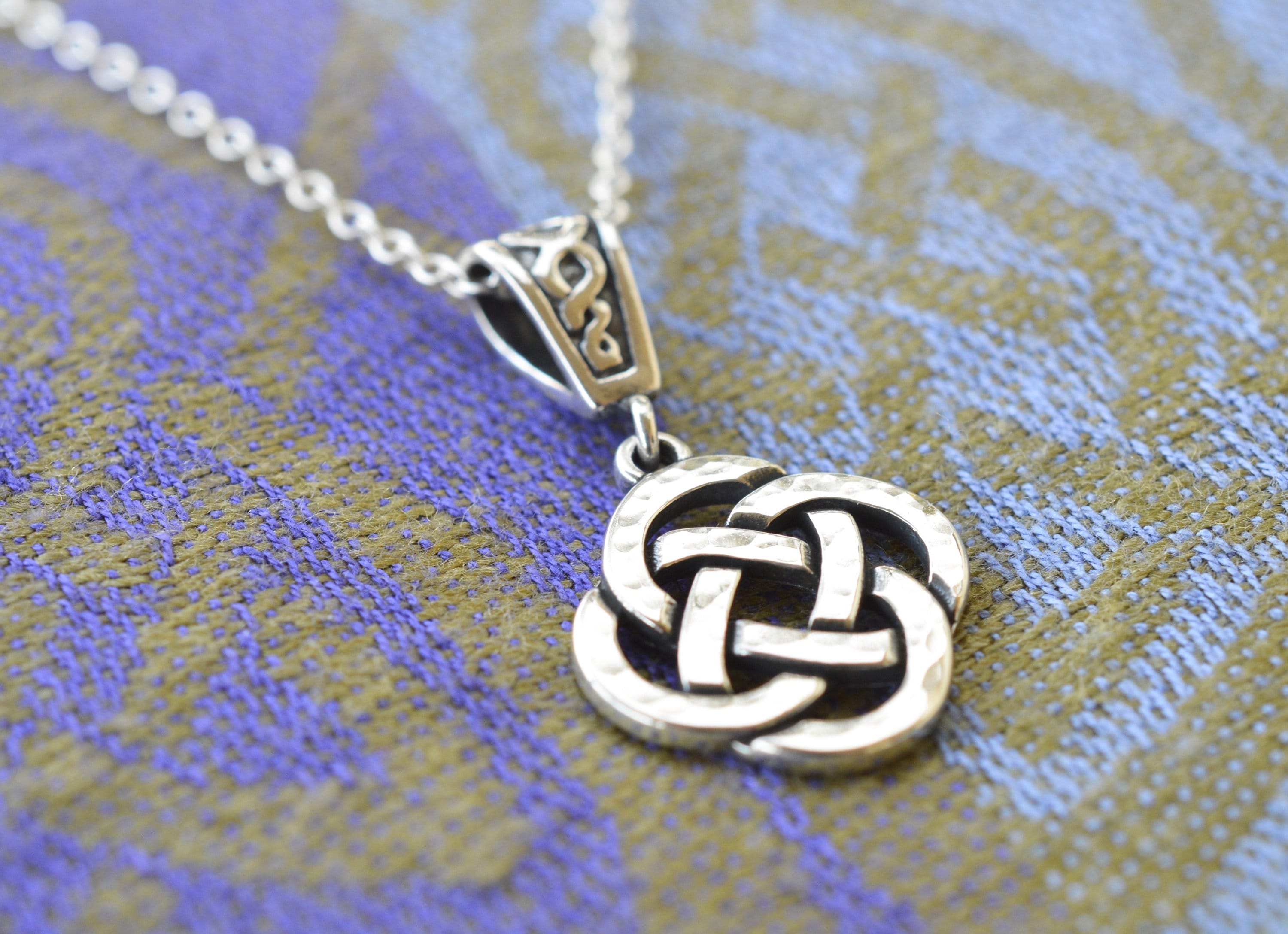 Sterling Silver Celtic Knot Cross With Crescent Moon Pendant Necklace