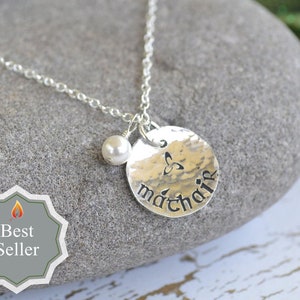 Máthair (Mother in Gaelic) Hand-Stamped Sterling Silver Necklace