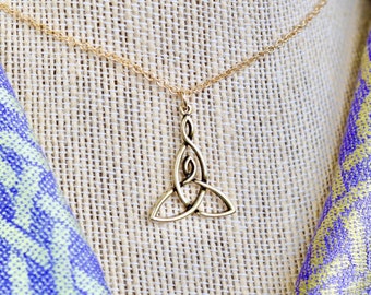Motherhood Yellow Bronze and Gold Filled Celtic Knot Necklace