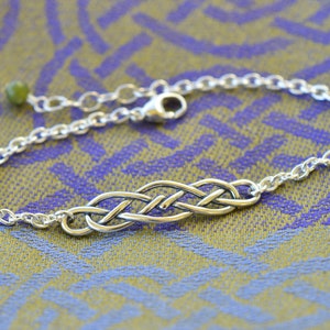 Ring of Kerry Celtic Braid Sterling Silver Bracelet with Connemara Marble