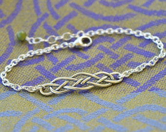 Ring of Kerry Celtic Braid Sterling Silver Bracelet with Connemara Marble