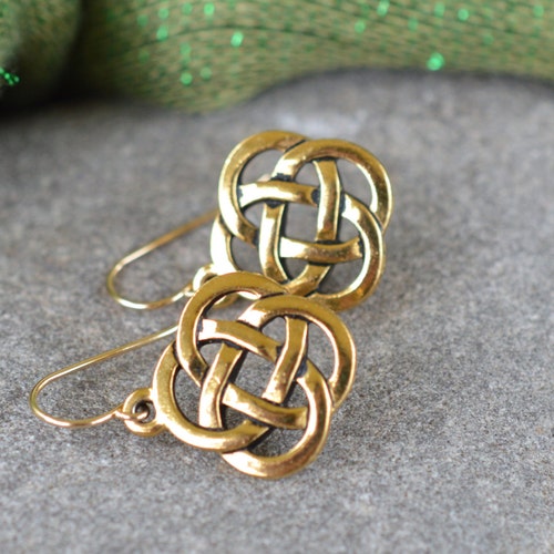 Gold Celtic Knot Earrings Celtic Earrings Irish Earrings Etsy