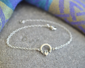 Irish Claddagh Sterling Silver Bracelet
