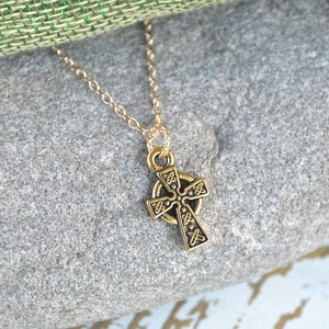 Small Celtic Cross Gold Necklace