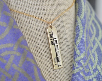The Ogham 'Misneach' Courage Stone Yellow Bronze Necklace