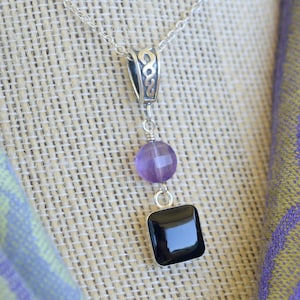 Scottish Earth and Amethyst Gemstone Celtic Sterling Silver Necklace