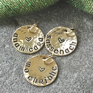 Custom Irish Font Gold Filled Pendant (Pendant only)- Hammered or Smooth- One Pendant