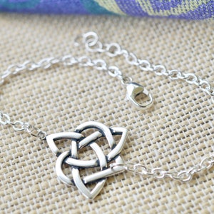 Sister Knot Eternal Heart Solid Sterling Silver Bracelet