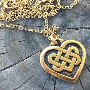 Irish Celtic Heart of Gold Necklace with 14K Gold Filled Chain