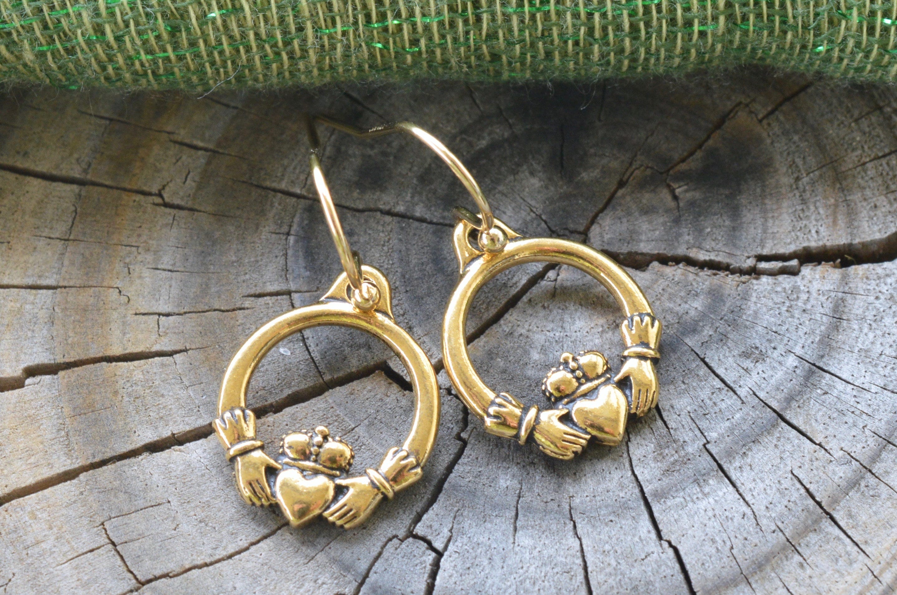 Large gold claddagh earrings best sale