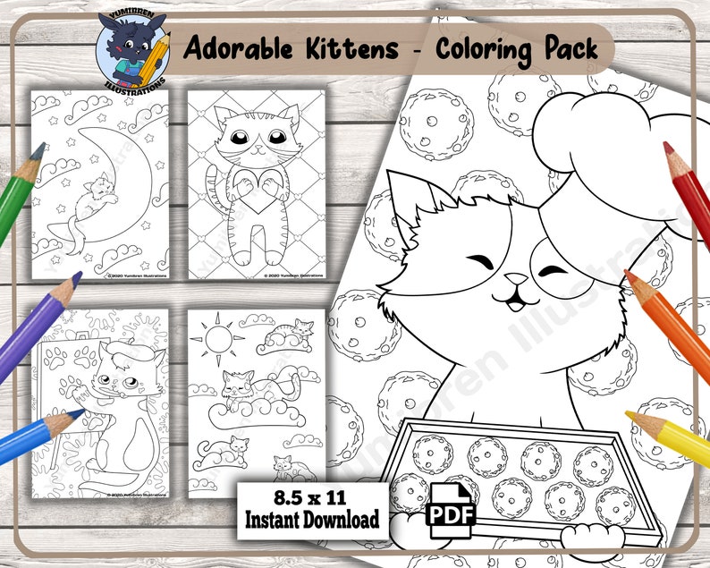 Feline Fun: Whimsical Kitty Coloring Pages for Kids and Cat Lovers - Etsy