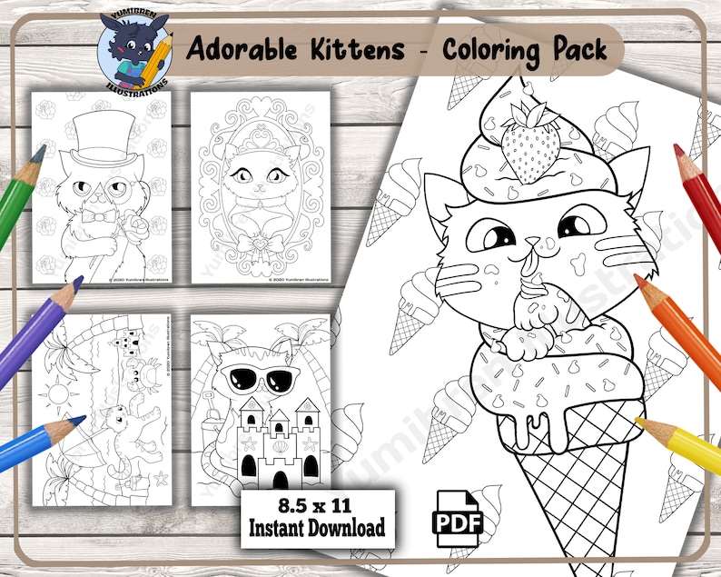 Feline Fun: Whimsical Kitty Coloring Pages for Kids and Cat Lovers image 1