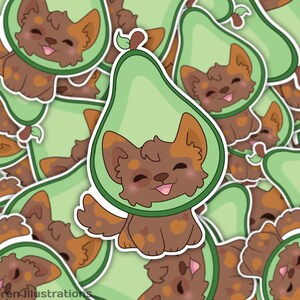Avocado Pup: Cute Dog with Avocado Hat Sticker | Fun Animal Illustration