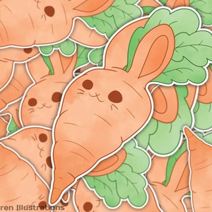 Hoppin&#39; Healthy: Cute Bunny Carrot Sticker - Whimsical Veggie Delight for Nature Lovers and Rabbit Enthusiasts!
