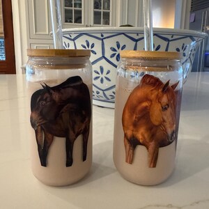 Personalized-Custom Glass Can with lid and straw