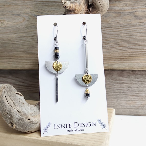 Lot De 2 Paires De Boucles D'oreilles à Pince En Hématite - Bijoux D'occasion, Pierre Noire Brillante