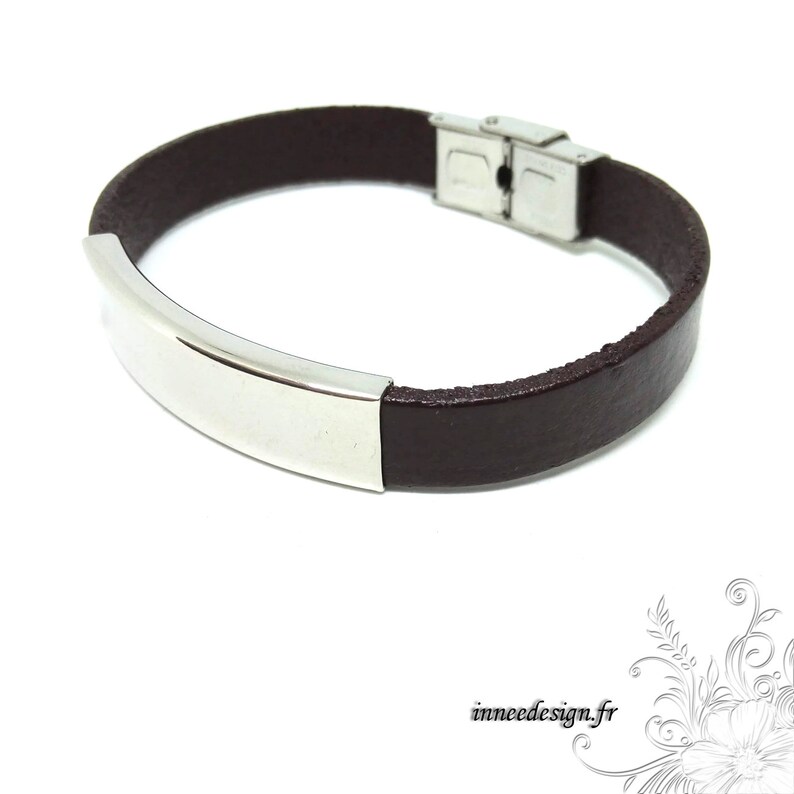 brown or black leather strap Men/'s leather strap wide leather strap and stainless steel metal band