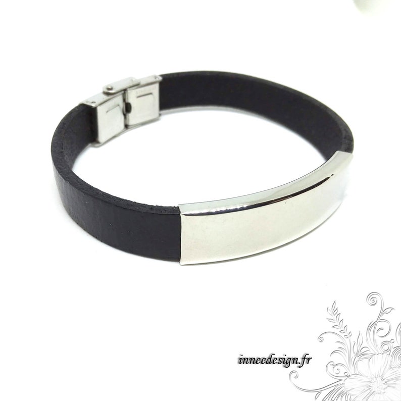 brown or black leather strap Men/'s leather strap wide leather strap and stainless steel metal band