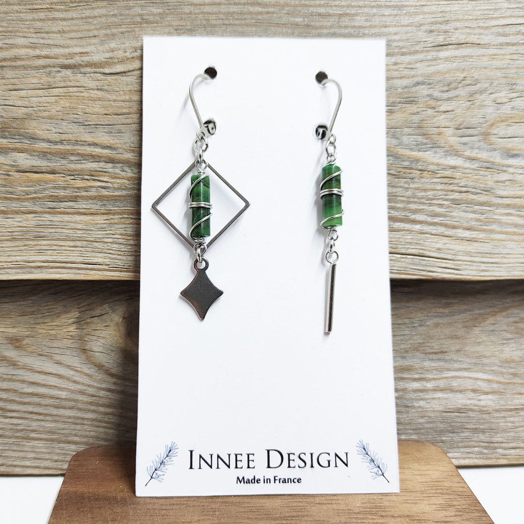 Boucles d'oreilles artisanales dépareillées or et blanc – ENVOL
