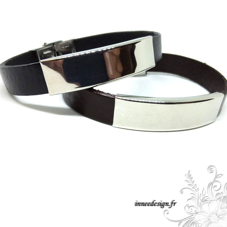 brown or black leather strap Men/'s leather strap wide leather strap and stainless steel metal band