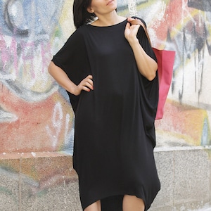 Dress, Loose dress, Maxi dress, Black extravagant asymmetric dress, Plus size tunic, Over size dress by UrbanMood - CO-RAYA-VL