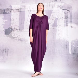 Dress, Purple maxi dress, eggplant dress, long dress, loose dress, oversize dress, maternity dress, bohemian dress, urbanmood, um-189-vl