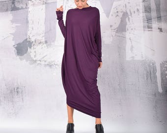 Party dress, Purple Maxi Dress,Women Dress, Asymmetric dress, Cocktail dress, Casual Dress, Loose Dress, Evening Dress, UrbanMood UM214VL