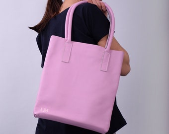 Bolso de mano rosa, bolso de cuero genuino, bolso rosa de las mujeres, regalo para ella, bolso de cuero, bolso de verano, bolso de cuero, bolso, tote, bolso rosa de verano, S002PK