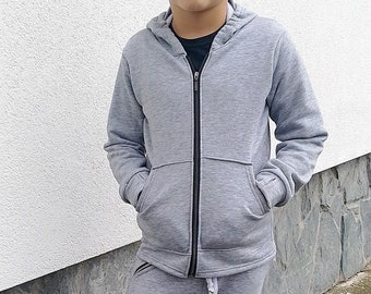Sweatshirt with Hood,Pockets and Zip for Toddlers, KD801CF
