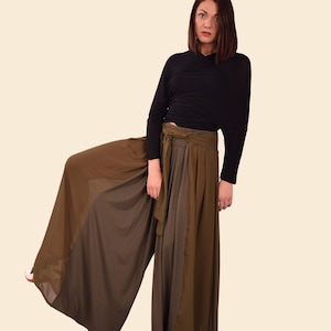 Summer Palazzo Pants with wide legs, high waist, belt. Bohemian flare pants, skirt pants, women pants, boho pants, relaxed pants. UM316VLCH