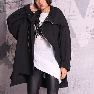 Black Coat, Woman coat, Extravagant coat, quilted cotton jacket, warm coat, black blazer, hoodie, autumn coat, winter coat, UM050QC
