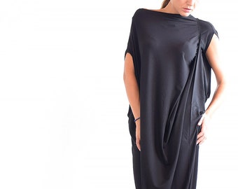 Maxi Dress, Black Maxi Dress,Short  Sleeve Dress, Summer Dress, Long Dress, Plus Size Dress, Plus size maxi dress, Oversize dress, Um-243-VL