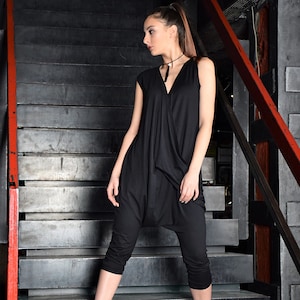 Overall,Women Jump suit, Plus size jump suit, Over sized jump suit, Black loose union suit, Low crotch, overalls woman,UrbanMood,UM074-VL