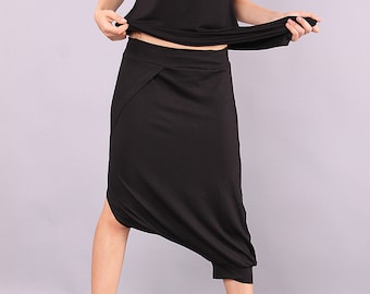 Y2K Black Flare Pants With Asymmetrical Overlay - Etsy Denmark