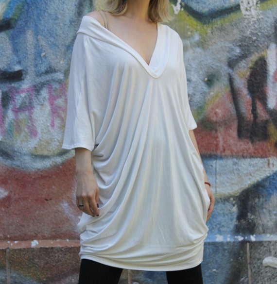Tunic Asymmetrical cream top loose blouse loose tunic Etsy