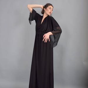 Woman dress, Black maxi dress, Kaftan dress, Caftan, Loose dress, Long dress, Long sleeves dress, Black dress, Plus size dress UM-221-VLCH image 8