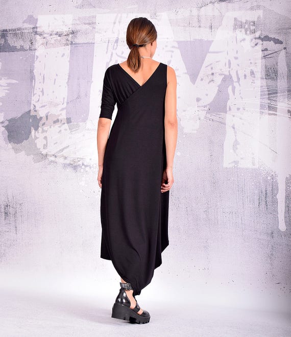 one shoulder baggy dress One Shoulder Dress with Anemone Trim