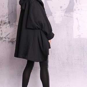 Women's Coat,black Ladies Sweatshirt,extravagant Black Coat, Quilted ...