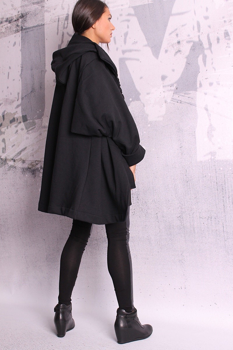 本当に信頼出来る商品 Coat,black Women's Ladies Coat Black Sweatshirt,extravagant Clothing