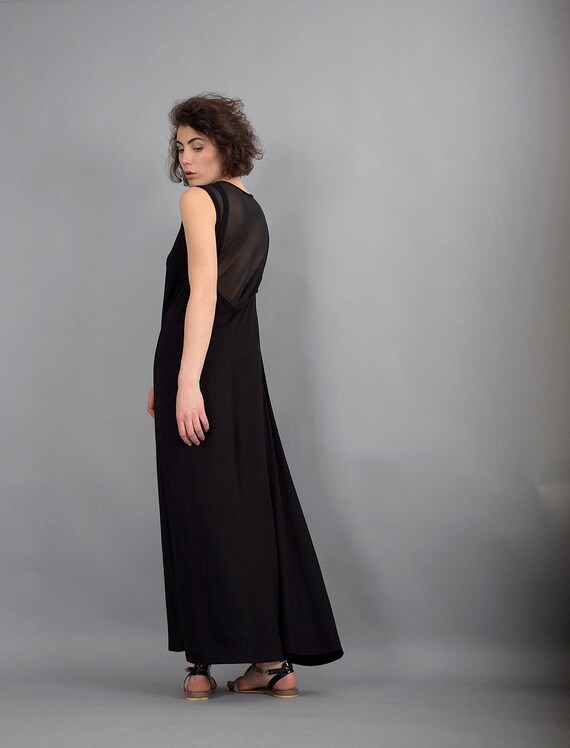 Black Maxi Dress, Sheer Back Dress, Loose Dress, Woman Dress, Long Dress,  Sleeveless, Asymmetric Dress, Plus Size Dress - UM-218-VLCH - Etsy