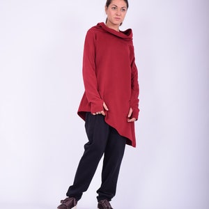 Women tunic. Cotton tunic top. Plus size. Long tunic. Red tunic.Quilted cotton tunic.Women sweatshirt.Long sleeves tunic.Made to order.274QC image 7