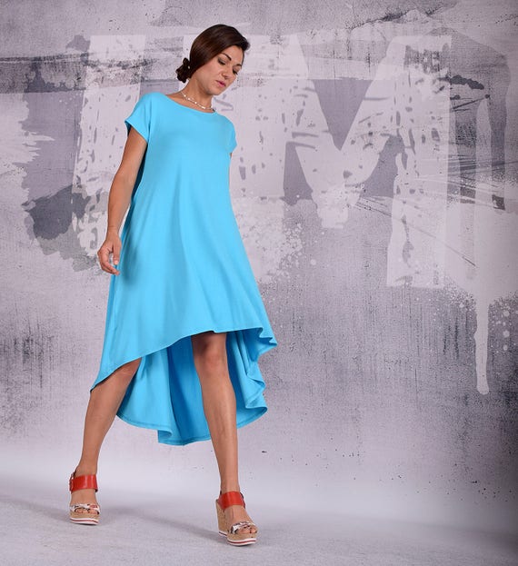 Turquoise dress. Knee length dress. Midi dress. Caftan. Loose dress. Oversize dress.Maternity tunic.Bohemian dress.Plus size dress.um-197-vl