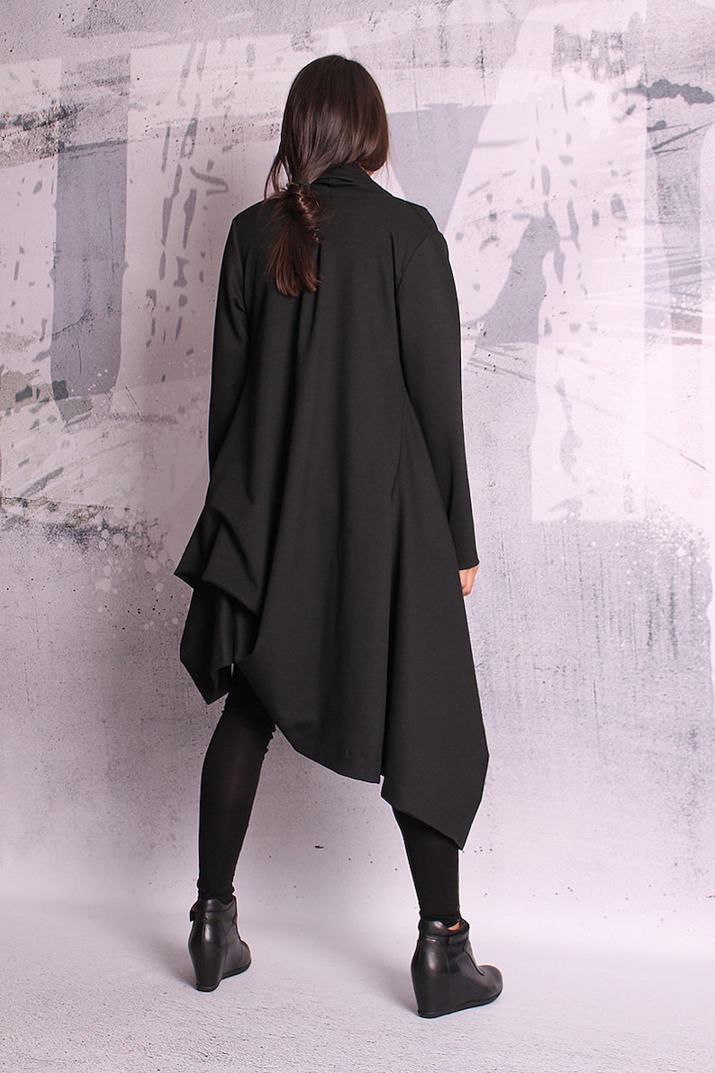 Extravagant Black Coat Asymmetric Jacket Woman Coat Black - Etsy