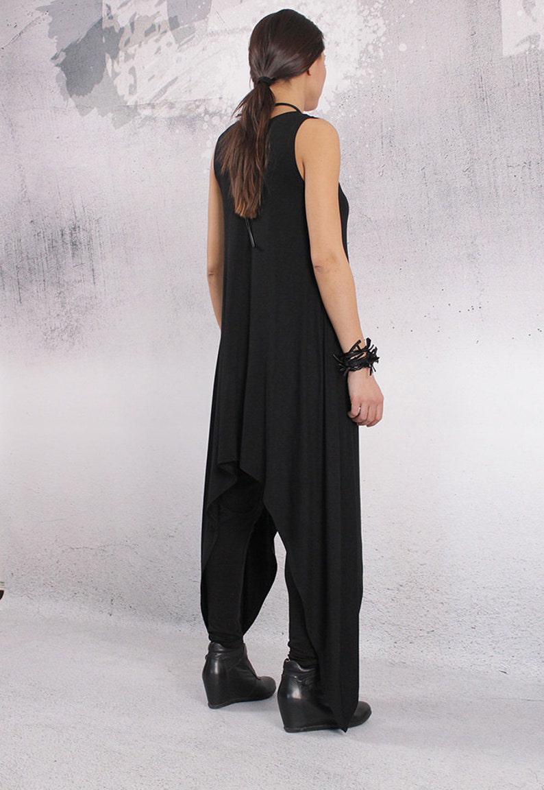 Tunic Black Long Tunic Casual Top Sleeveless Top Etsy