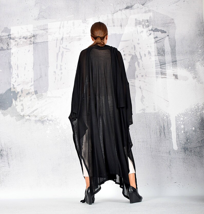 Women's Black Sheer Cape Tunic Black Cape Transparent Etsy