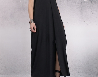 Black and White Color Block Loose Maxi Dress With Pockets and Short  Sleeves, Minimalist Oversized Shift Dress for Women, Sizes XS-4XL - Etsy